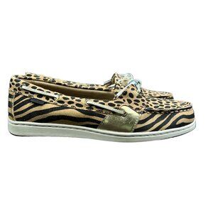 SPERRY Top Sider Coastfish 1-Eye Animal Print Boat Shoes Women's Size 8.5 M